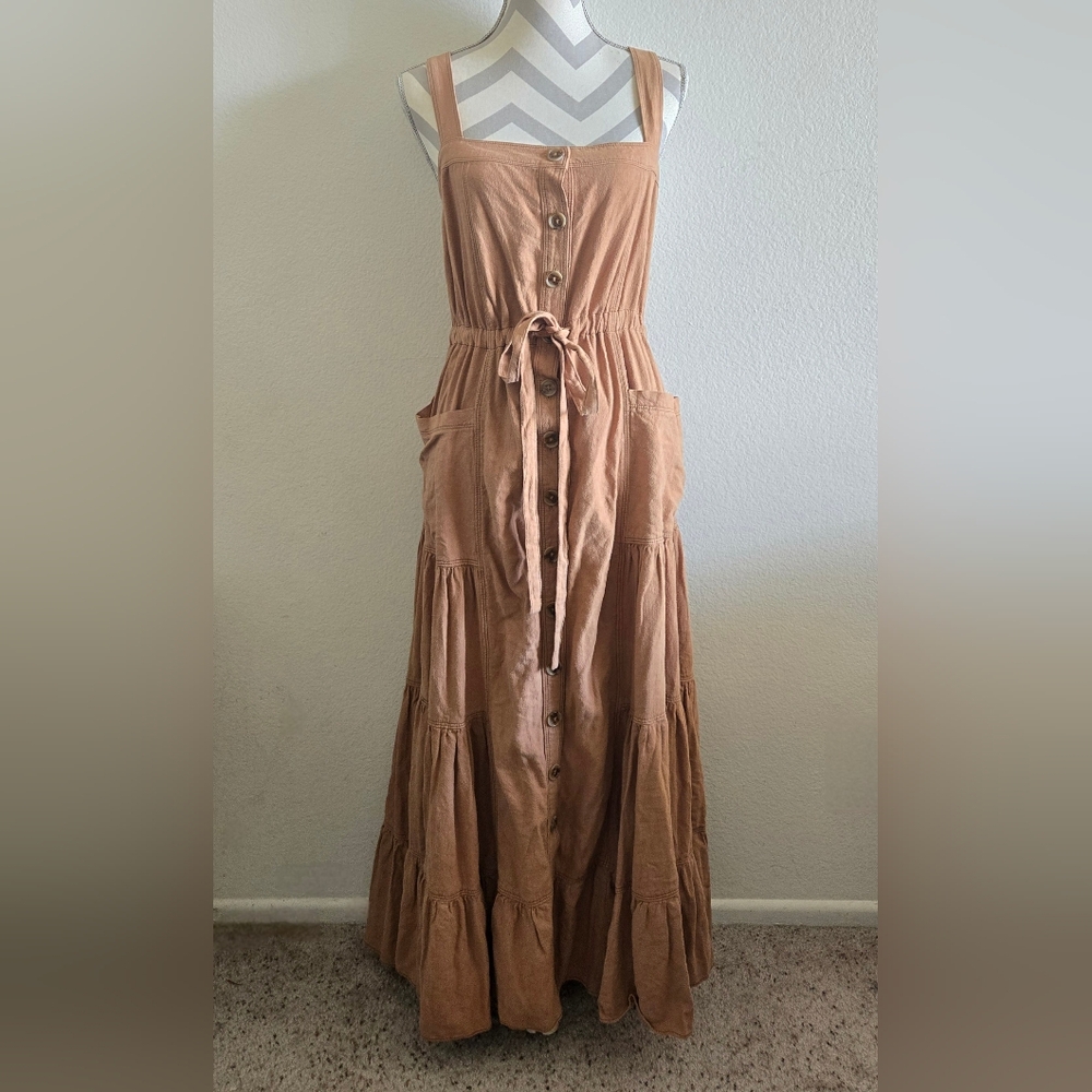 Free People Catch the Breeze Dress in Amber Waves Linen Blend Medium - Picture 2 of 15